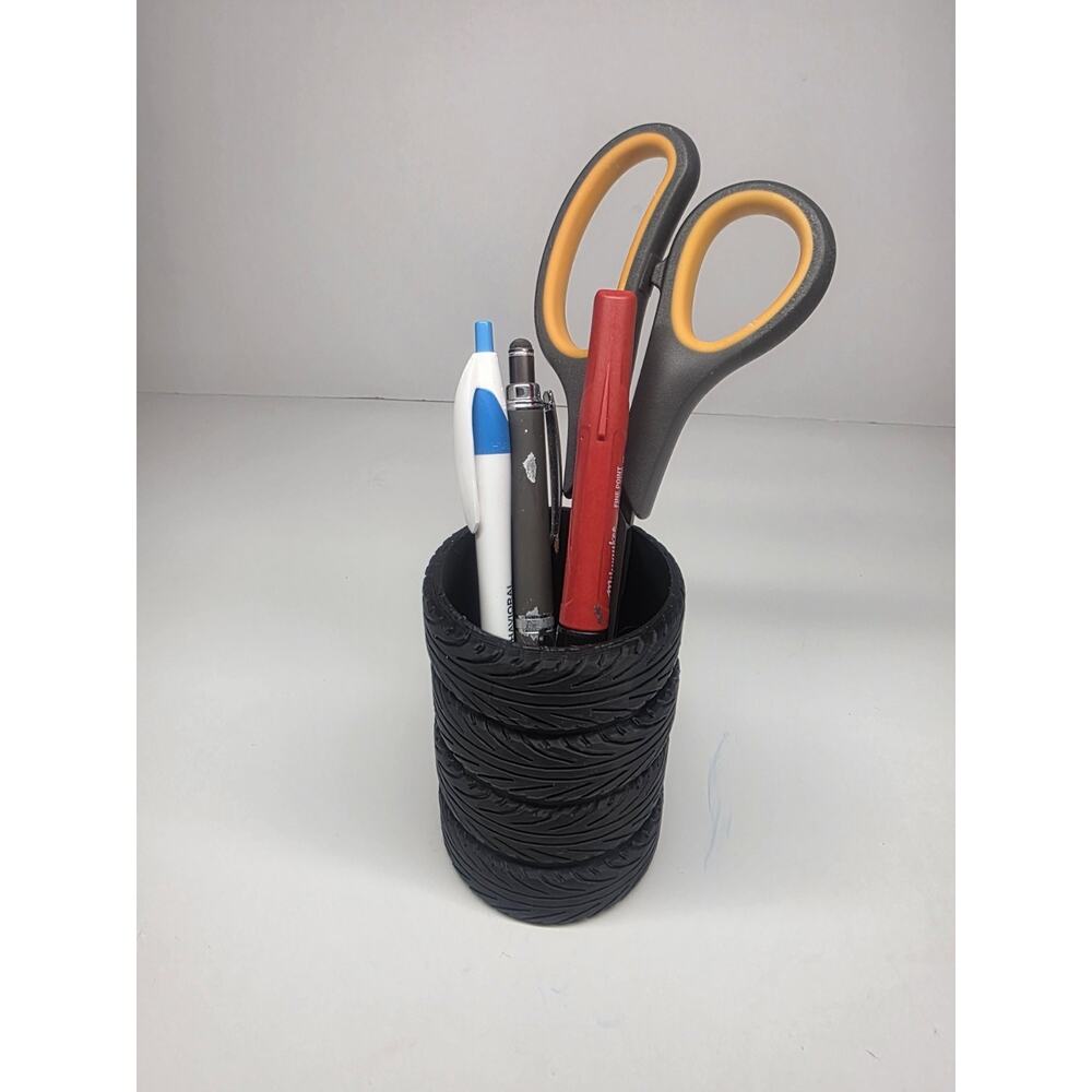 Desk Organizer Pen and Pencil Holder shaped like a Stack of Tires Great Gift
